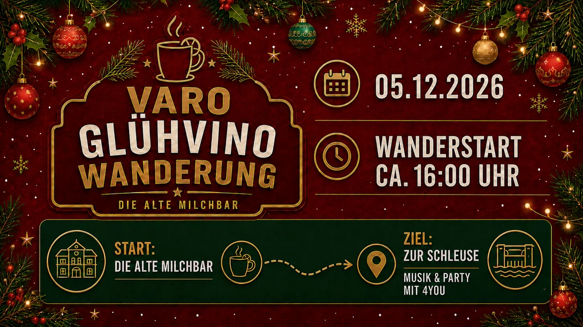 VARO-Glühweinwanderung – Musik & Party mit 4you – Veranstaltungsplakat