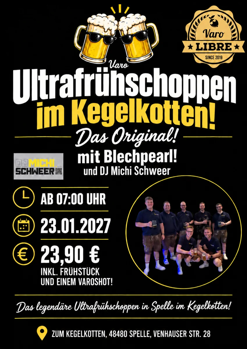 VaroUltrafrühschoppen – Die dritte Ausgabe im Kegelkotten – Veranstaltungsplakat